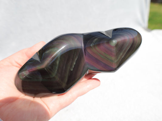 Rainbow Obsidian Double Heart