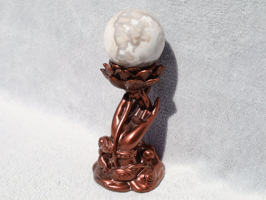 Bronze Hand Lotus Sphere Stand