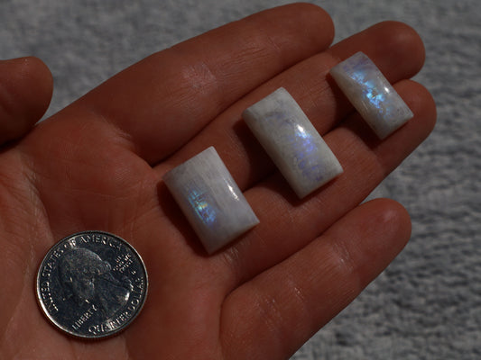 Rainbow Moonstone Rectangle Cabochon