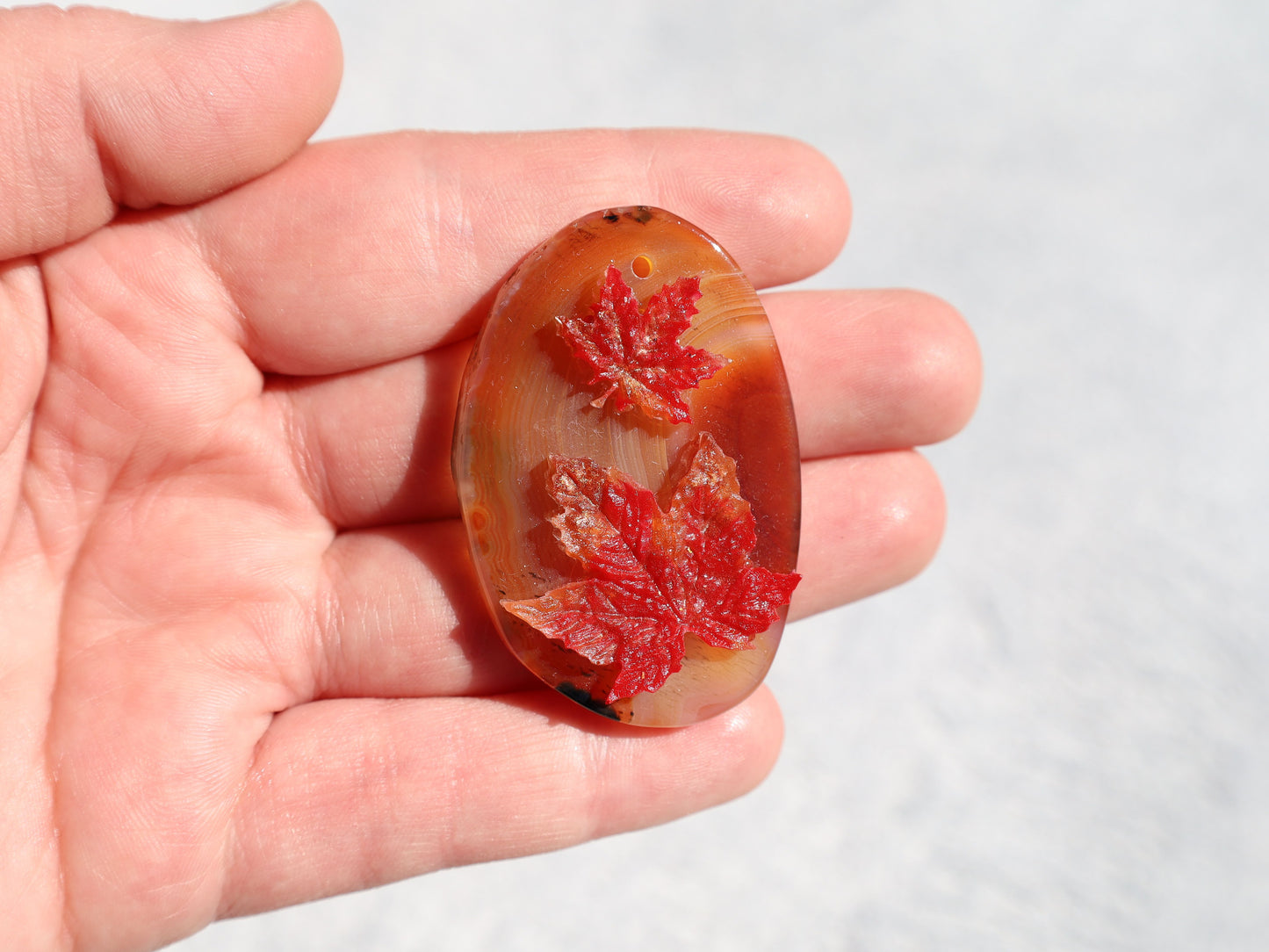 Agate With Resin Leaves