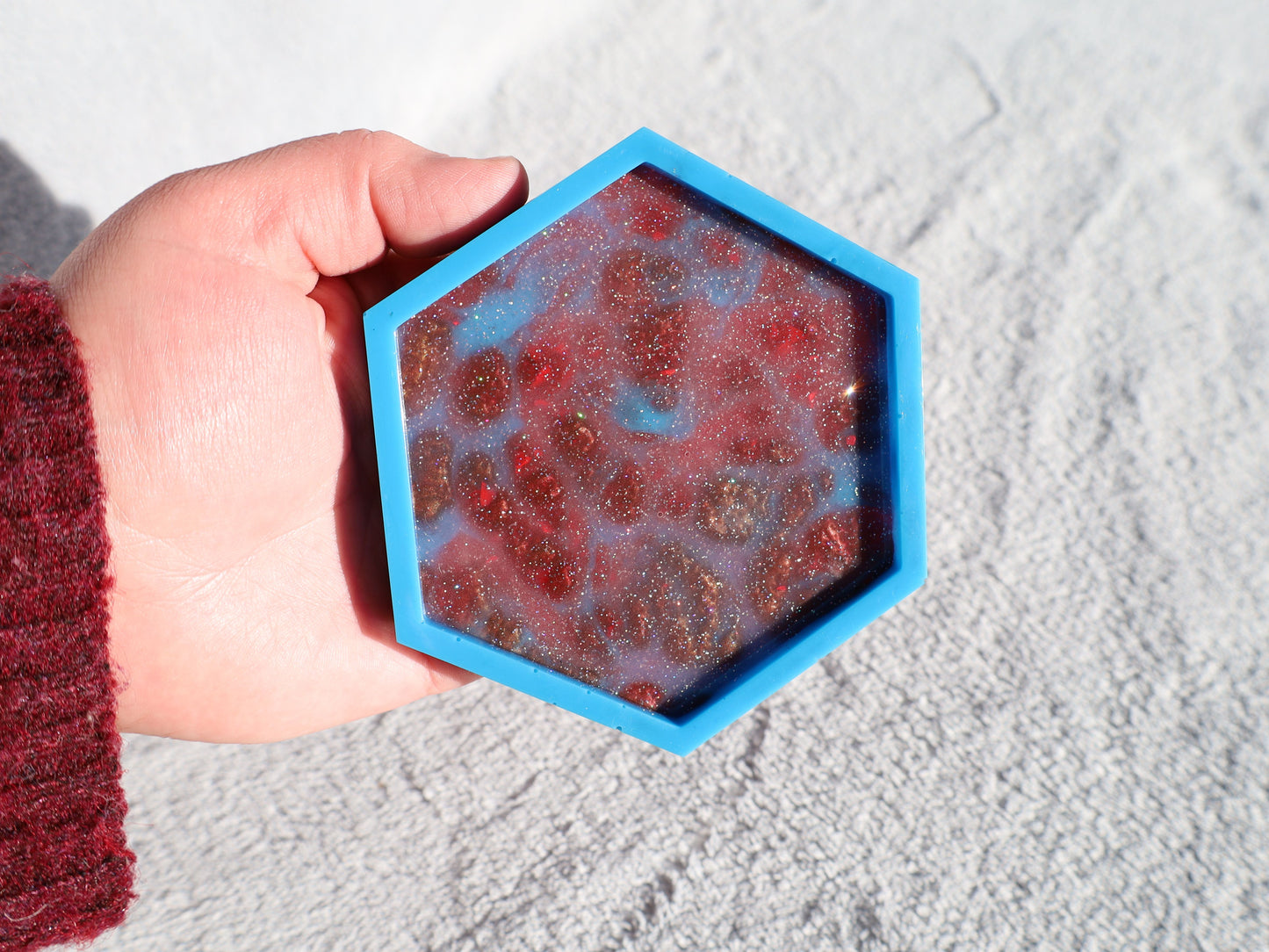 Blue & Red Sparkly Coaster