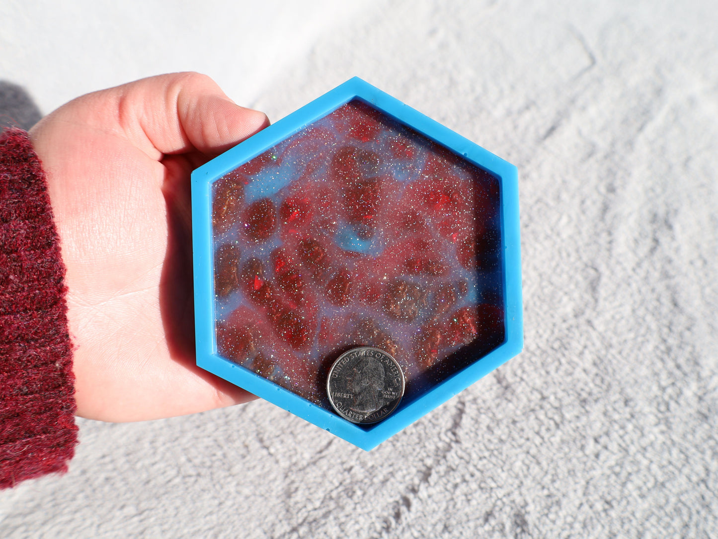 Blue & Red Sparkly Coaster