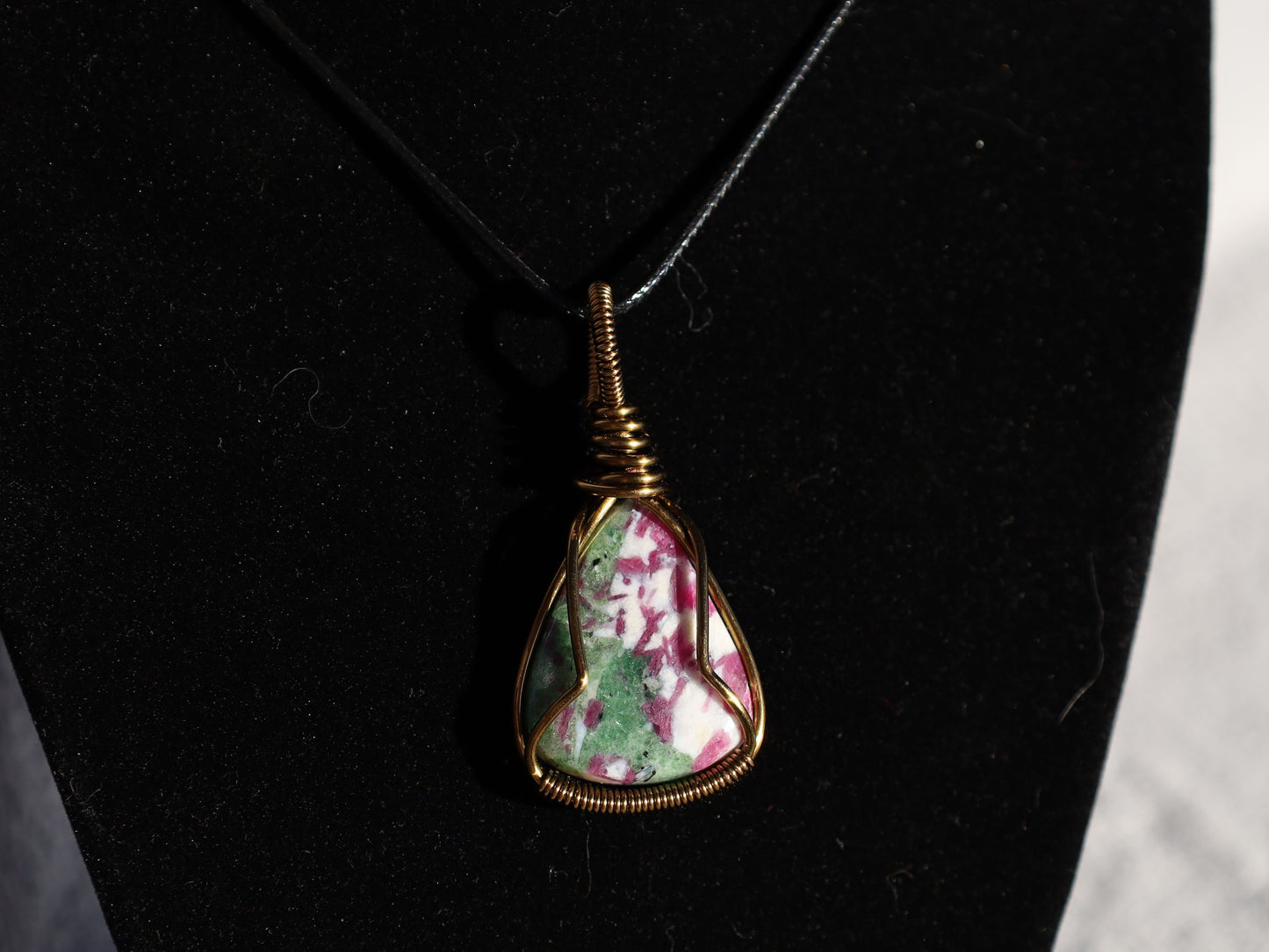Wire Wrapped Ruby Zoisite Pendant