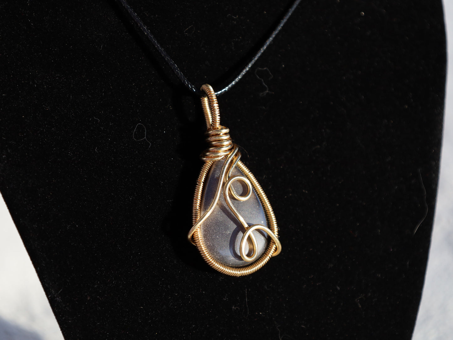 Wire Wrapped Silver Obsidian Pendant