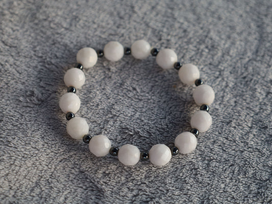 Hematite & White Marble Bracelet