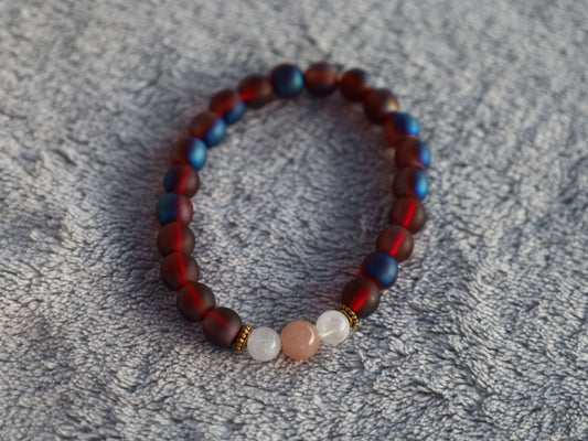 Peach & Rainbow Moonstone Bracelet