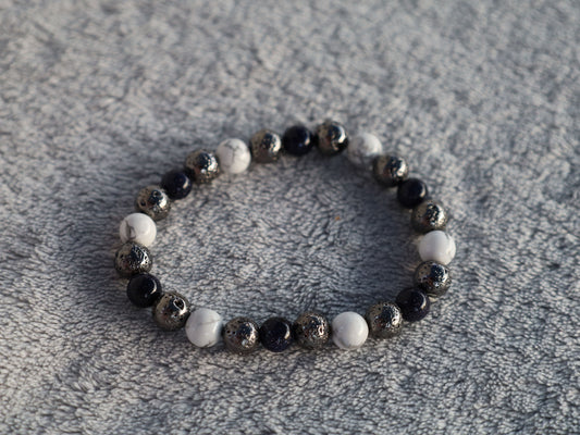 Howlite, Sandstone & Lava Stone Bracelet