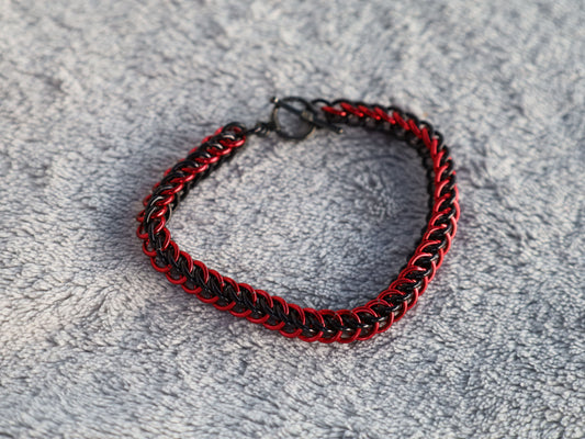 Red & Black Chainmail Bracelet