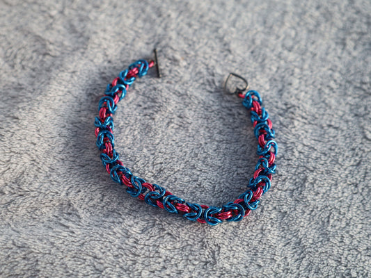 Blue & Pink Chainmail Bracelet