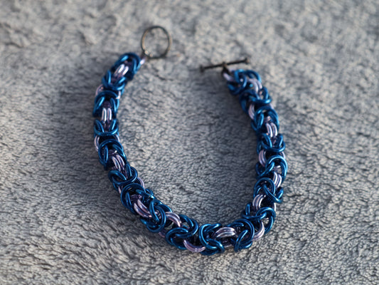 Blue and Lavender Chainmail Bracelet